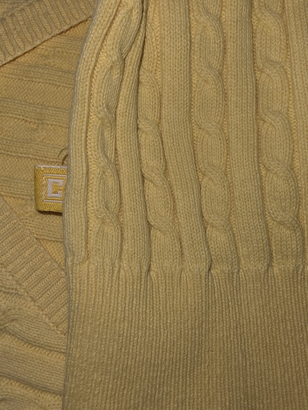 Chaps Women's Yellow Short-Sleeve V-Neck Cable Knit Top - Picture 6 of 7